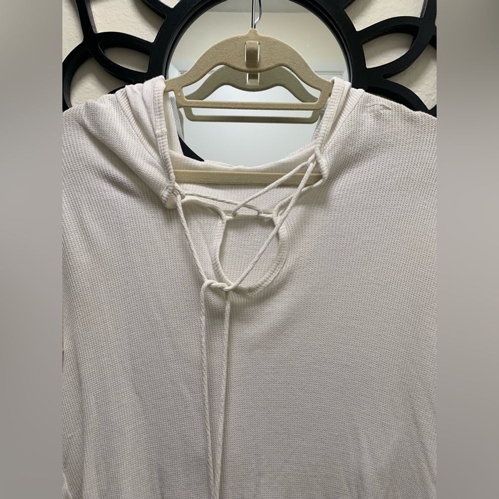 White Waffle Knit Hoodie